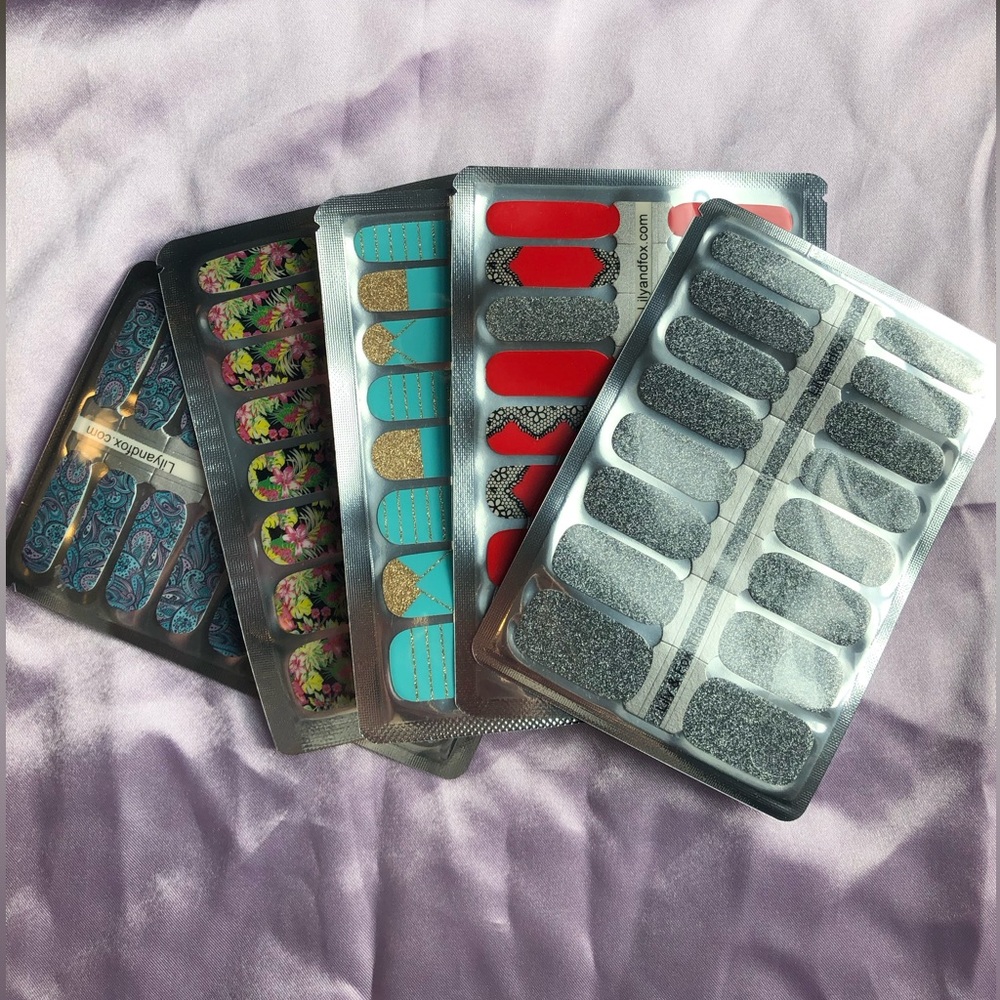 NIB | Lily and Fox | Set of 5 | Nail Wraps | Pattern, Glitter, Lace, Floral